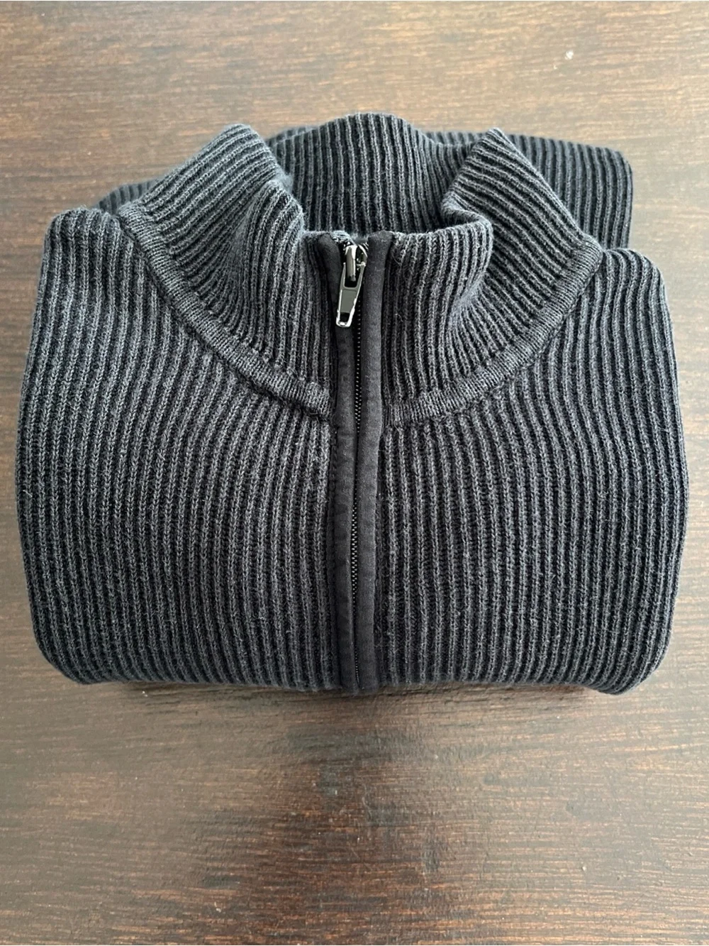 VTG Y2K DKNY Jeans Ribbed Knit Full Zip Sweater Faded Black Ramie Cotton